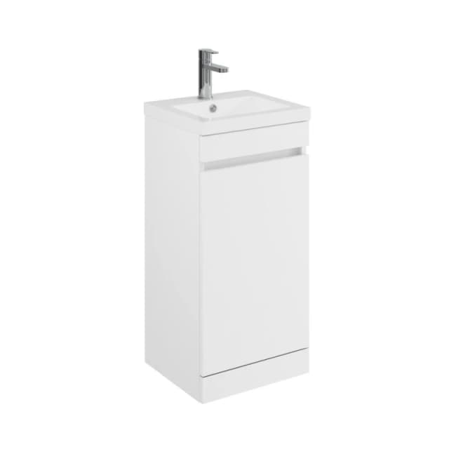 Balterley 400mm Floor Standing 1 Door Compact Unit with Polymarble Basin - White White Unisex