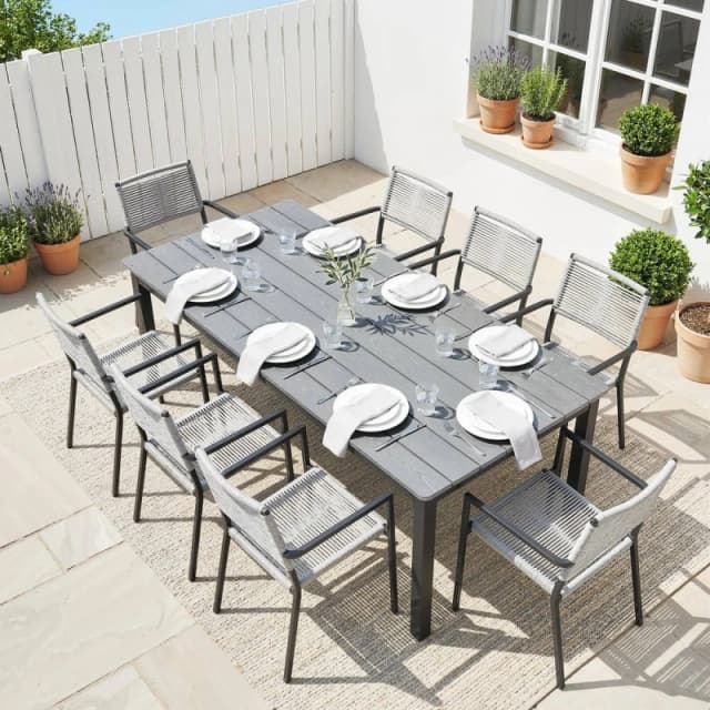 OUTSUNNY 180 x 86cm Garden Dining Table for 6-8 Person, Grey Size: 180cm x 80cm Grey Unisex 180cm x 80 cm