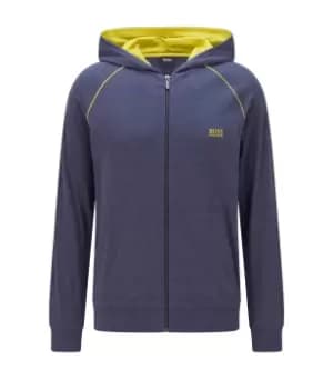 Hugo Boss Black Zip-up Contrast Trim Hoodie In Mid Blue - Size S