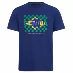 Ayrton Senna FW Mens Flag Tee (Navy)