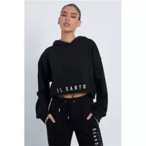 I Saw It First Black Il Sarto Logo Cropped Hoodie - Black