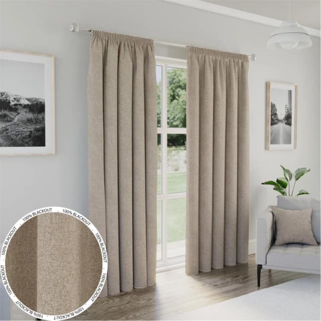 Enhanced Living Dallas Natural 100% Blackout Readymade Curtains Natural unisex 46x72