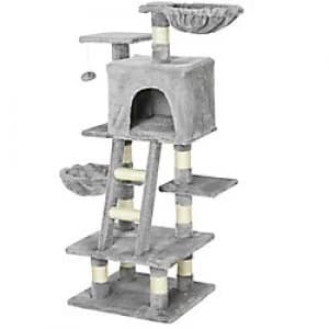 PawHut Cat Tree Grey, White 440 mm x 490 mm x 1200 mm
