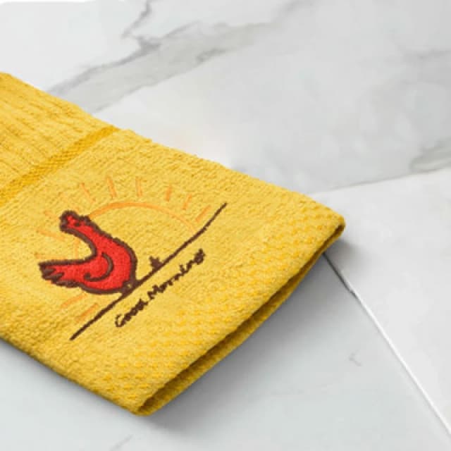 Kitchen Trends Embroidered Chicken Easy Care Tea Towels, Pack of 3 in Bright Yellow Size: 3 Pack Bright Yellow Unisex 3 Pack