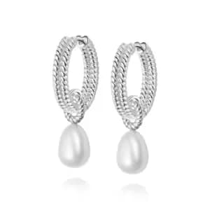 Daisy London 925 Sterling Silver Treasures Double Rope Pearl Drop Earrings Sterling Silver