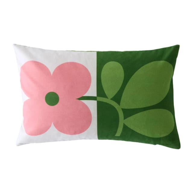 Orla Kiely Floret Microfibre Cushion, Bubblegum-basil