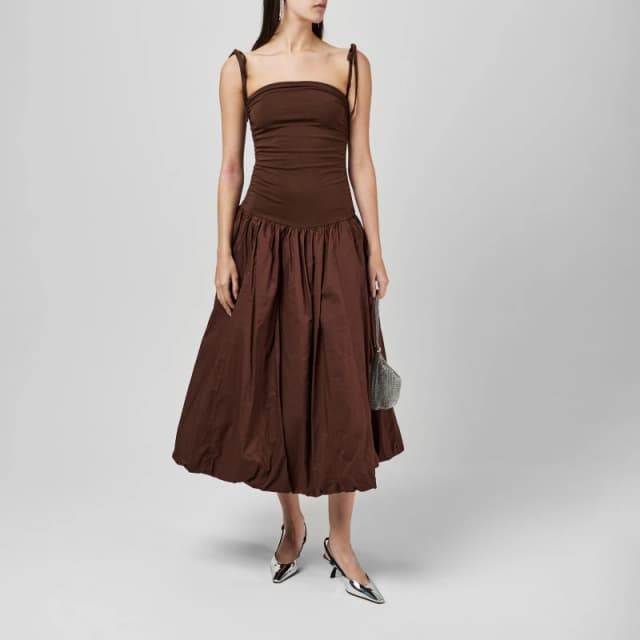 AmyLynn Womens Amy Lynn Alexa Shoulder Tie Ultra Mini Peplum Dress Chocolate female 10 (M)