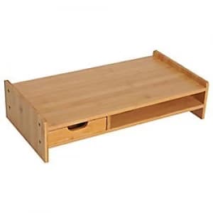 HOMCOM Monitor Stand And Organizer Bamboo 480 mm x 75mm x 270 mm