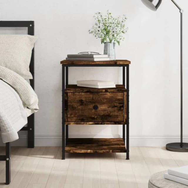VIDAXL Bedside Cabinet Smoked Oak 40x42x56cm Engineered Wood Vidaxl 8720845939861