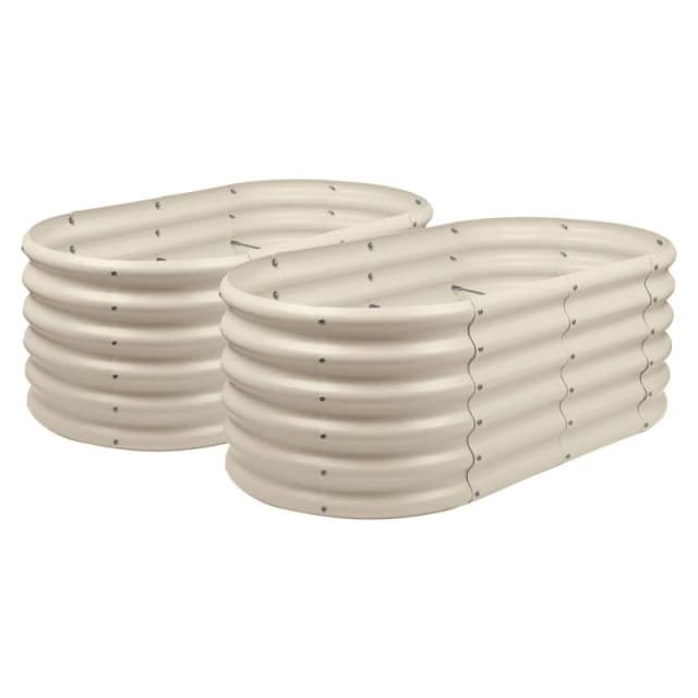Harbour Housewares Rounded Raised Garden Beds - 120cm x 60cm x 45cm - Pack of 2 in Beige Size: 120cm x 60cm x 45cm Beige Unisex 120cm x 60cm x