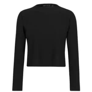 Miso Honeycomb Longsleeve Crop Top Ladies - Black