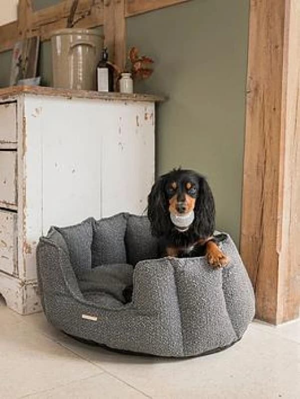 Lords and Labradors High Walled Bed w/Inner Granite Boucle L, Grey 29729