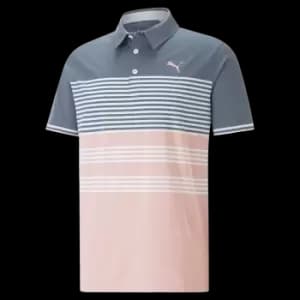 Puma Mattr Track Polo - Evening Sky/Flamingo Pink - L