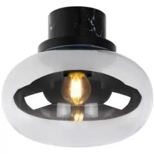 Lucide LORENA - Flush Ceiling Light Bathroom - Ø23cm - 1xE27 - IP44 - Smoke Grey