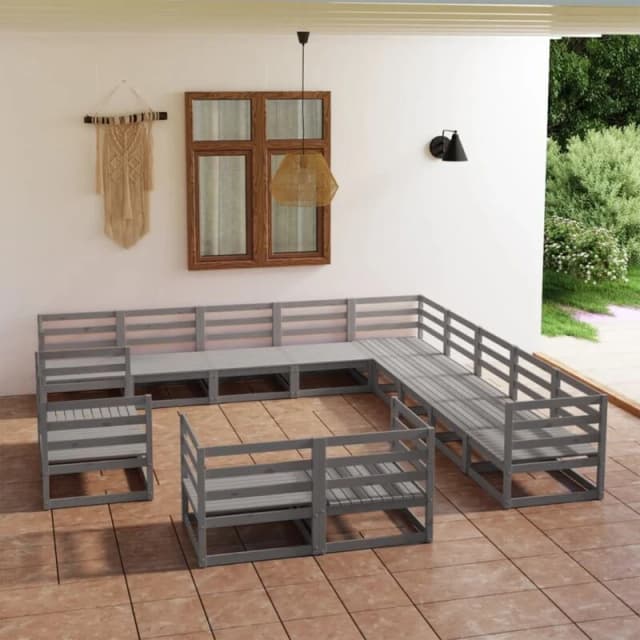 VIDAXL 13 Piece Garden Lounge Set Solid Pinewood vidaXL 8720286470695