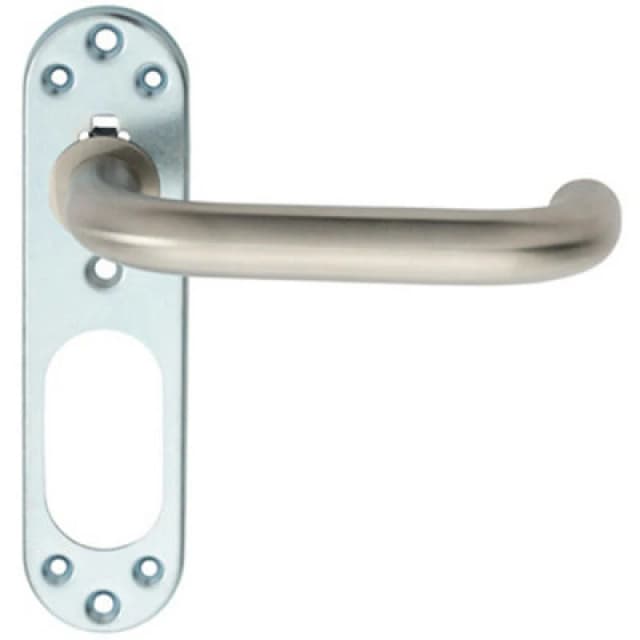 Loops PAIR Safety Lever on Steel Inner Backplate 168mm Door Handle Satin Steel Metallics