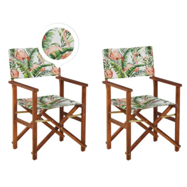 Beliani Set Of 2 Garden Chairs Cine Acacia Wood Dark Brown