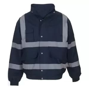 Yoko Mens Hi-Vis Bomber Jacket (3XL) (Navy Blue)