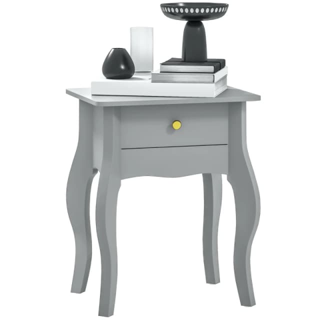HOMCOM HOMCOM End Table French Style Small Table with Drawer and Curved Legs, Grey Grey One Size Unisex 5063603384910