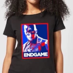 Avengers Endgame Captain America Poster Womens T-Shirt - Black
