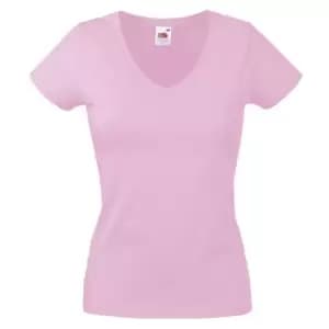 Fruit Of The Loom Ladies Lady-Fit Valueweight V-Neck Short Sleeve T-Shirt (XS) (Light Pink)