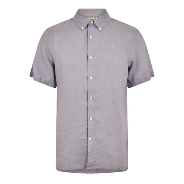 Timberland Mens Linen Short Sleeve Oxford Shirt Quicksilver Yd male S