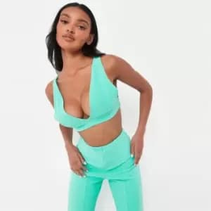Missguided Coord Fine Rib Plunge Bralet - Green