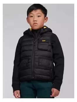 Barbour International Boys Ouston Hooded Gilet - Black, Size Age: 12-13 Years
