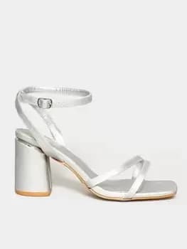 Yours Wide Fit Asymmetric PU Sandal - Silver, Size E, Women
