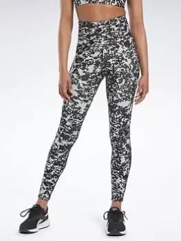 Reebok Lux 2.0 Speckle Modern Safari Leggings, Black, Size L, Women