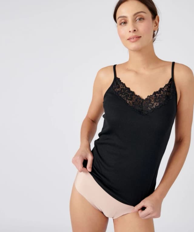 Damart Womens Lightweight Thermal Lace-Trim Vest - Soft, Cosy Everyday Essential in Black Size: XS Black Female XS