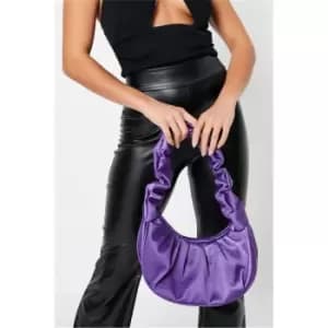 I Saw It First Purple Satin Ruched Handle Grab Bag - Purple