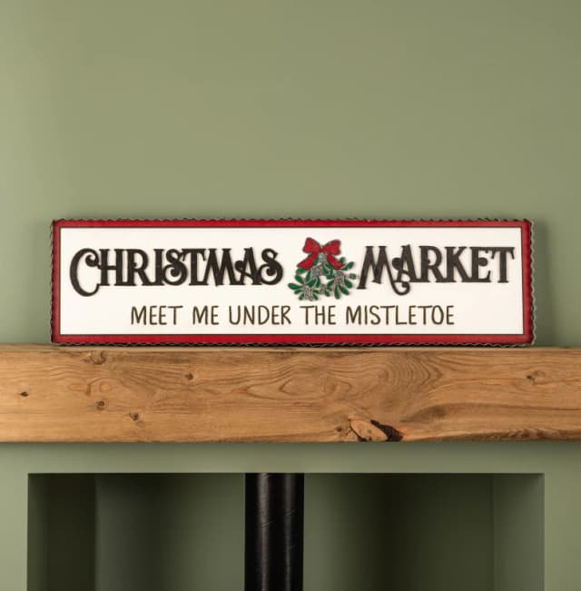 82cm White Wooden Christmas Market Hanging Sign