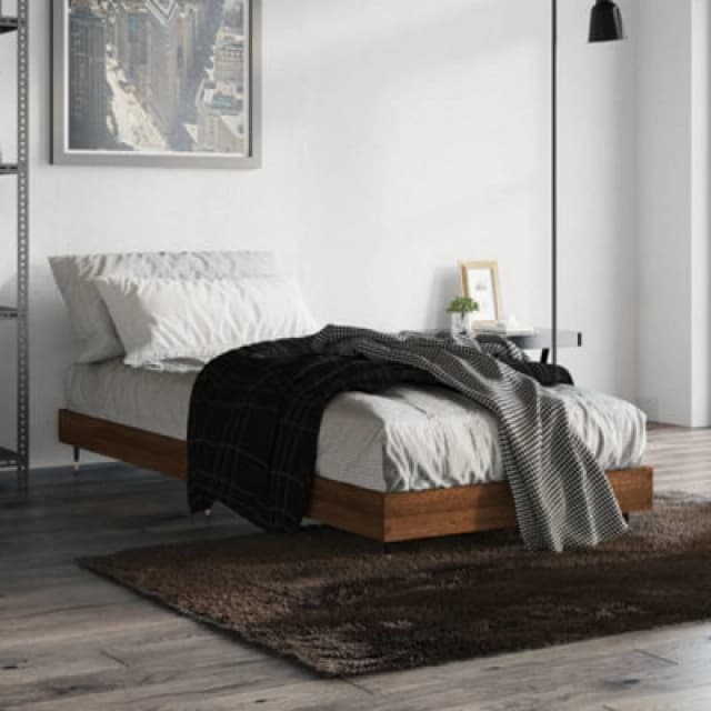 VIDAXL Bed Frame without Mattress Brown Oak 75x190cm Small Single Engineered Wood Vidaxl 8720845796976