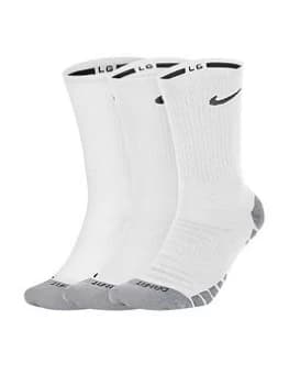 Nike Everyday Plus Pack 3 Cushioned Crew Socks - White/Grey/Black, White/Grey/Black Size M Men