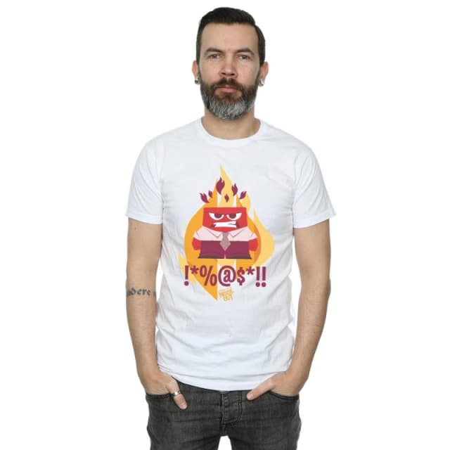 Disney Men Inside Out Fired Up T-Shirt in White Size: Small White S Male 5057245577717