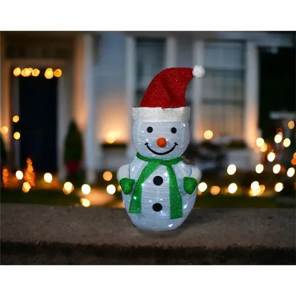 Outdoor Light Up 70cm Collapsible Christmas Snowman Decoration with Timer and 45 LED's Battery Operated ELV-642214
