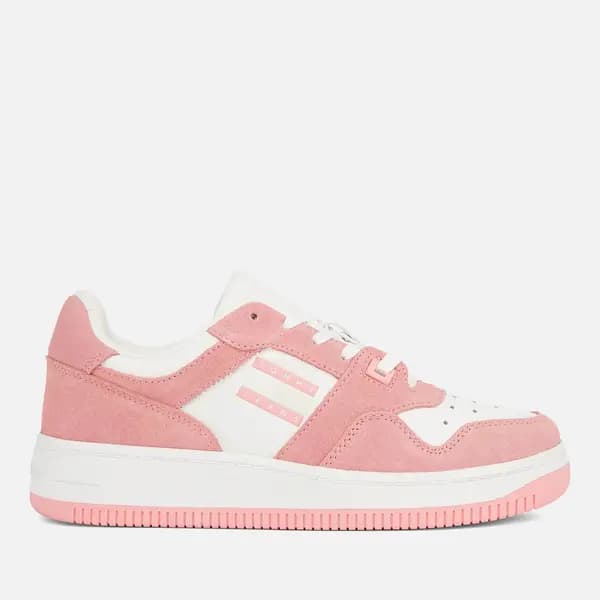 Tommy Jeans Womens Leather Suede Basketball Trainers - UK 3 Pink Trainers female EN0EN02486 3