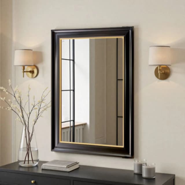 Yearn Mirrors Yearn Georgian Black, Gold Framed Bevelled Mirror, Black YG303/30X20