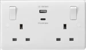 KnightsBridge 13A 2G Switched socket with outboard rockers and dual USB (A+C) QC18W / PD45W