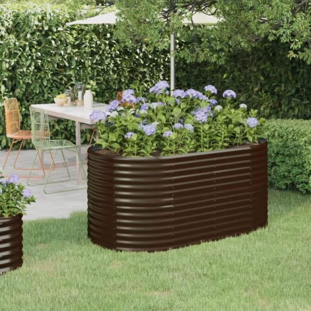 vidaXL Garden Raised Bed Powder-coated Steel 152x80x68cm Brown, Brown 318950