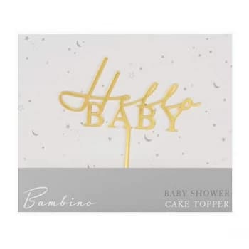 Bambino Baby Shower Acrylic Cake Topper - Hello Baby