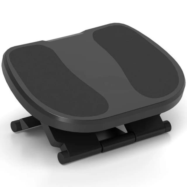 HOMCOM Adjustable Under-Desk Footrest Height Angle Tilt Anti Slip Compact Health, Grey 922-003V00GY