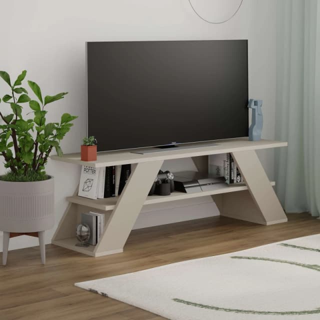 Decortie Farfalla' TV Unit Multimedia Centre with Shelves 120cm in Beige Size: 1 Pack Beige Unisex 1 Pack