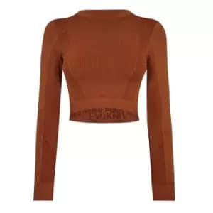 Puma Evoknit Seamless Long Sleeve Crop Top Womens - Brown