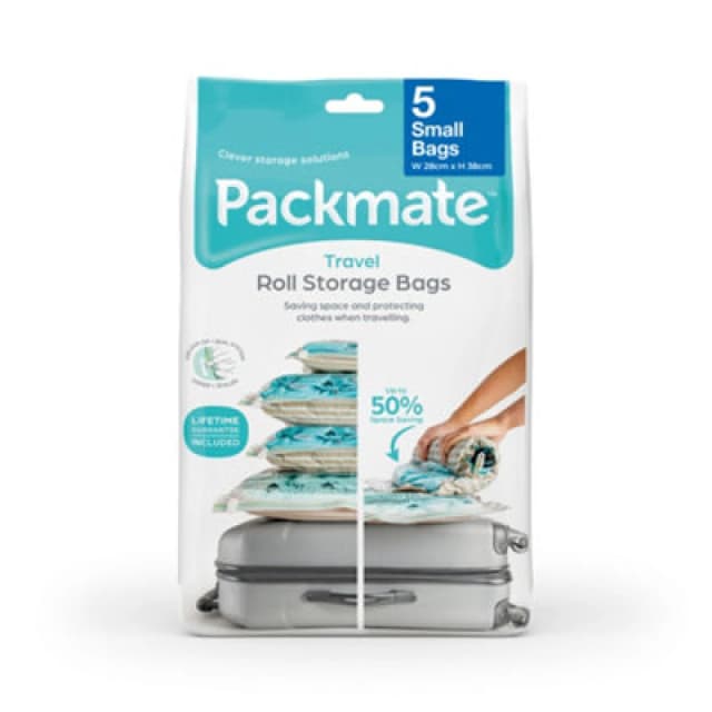 5Pc Small Travel Roll Storage Vacuum Bag Set (25X38Cm) By Packmate