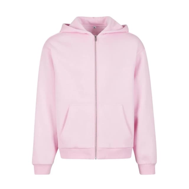 Build Your Brand Mens Fluffy Full Zip Hoodie in Pink Size: XS Pink Male XS