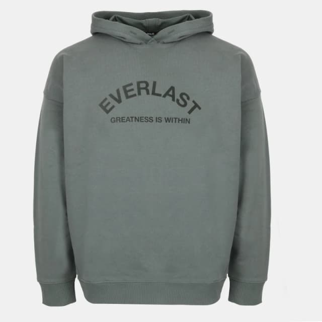 Everlast Mens Flocked Cotton Long Sleeve Oversized Fit Hoodie Khaki male S