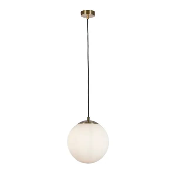 Searchlight Atom II Medium Ceiling Pendant Light - Satin Brass & Opal Glass