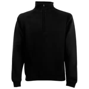 Fruit Of The Loom Mens Zip Neck Sweatshirt Top (M) (Black)